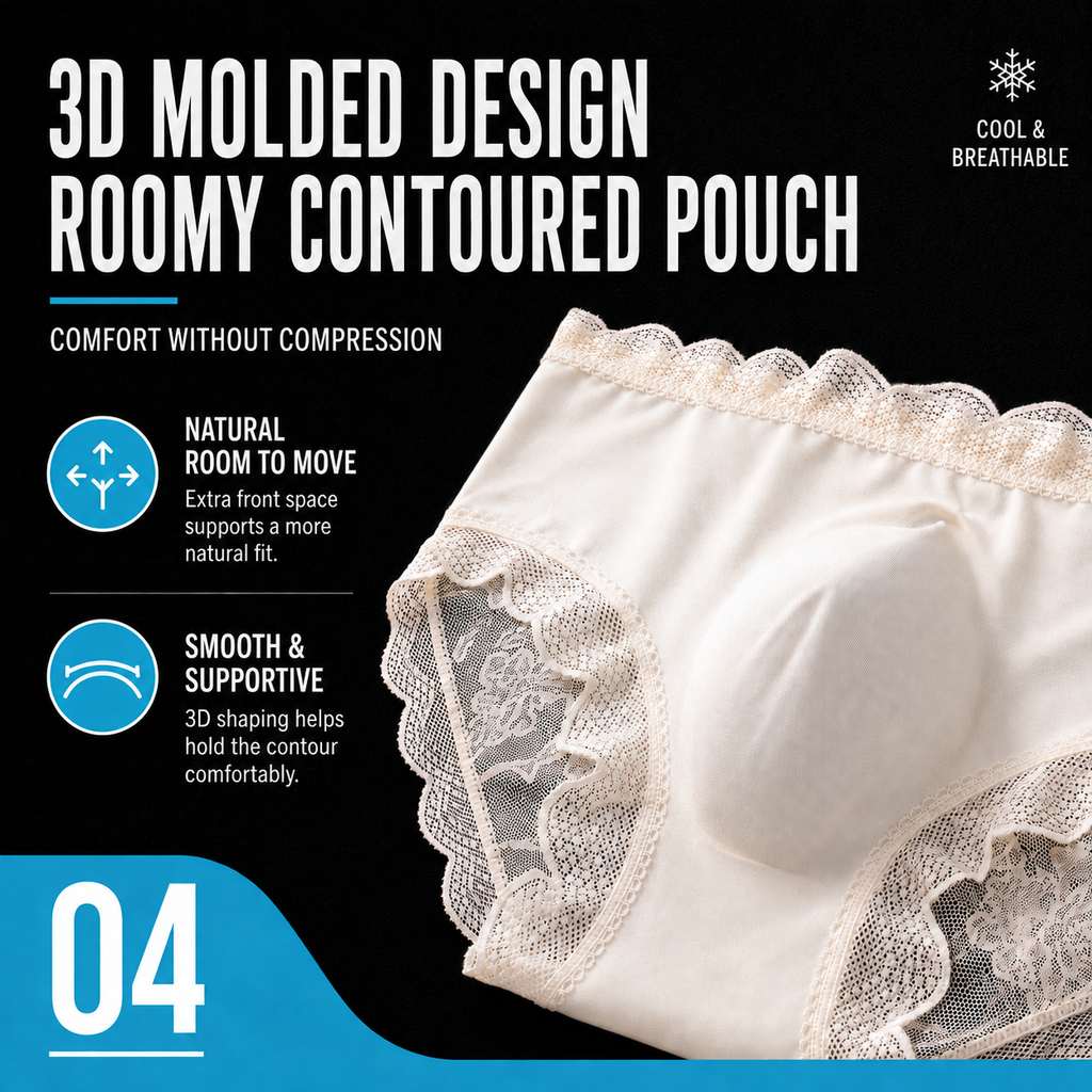 MemoSkin men's lightweight lace briefs in classic black, featuring breathable sheer floral lace fabric, 3D contoured support pouch, and flexible stretch fit for comfortable everyday wear.