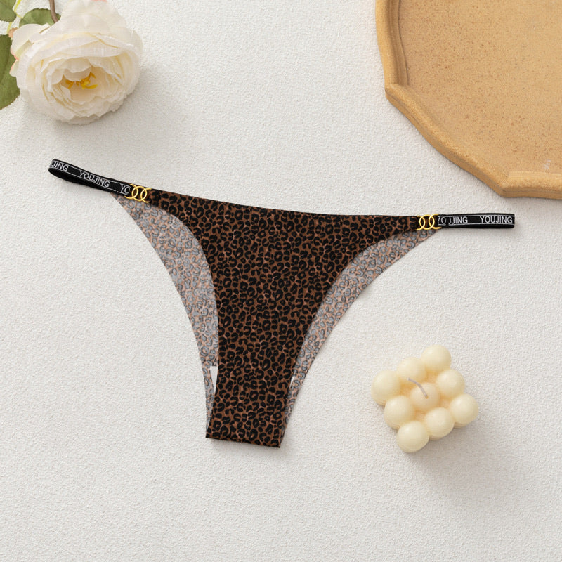 MemoSkin Silky No-Show Briefs in Dark Leopard pattern, crafted with smooth moisture-wicking stretch fabric and a comfortable cotton gusset.