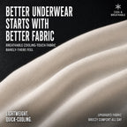 MemoSkin men's breathable cooling-touch underwear fabric featuring lightweight quick-cooling stretch knit material for breezy all-day comfort and barely-there feel.