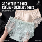 MemoSkin men's cooling-touch lace briefs banner highlighting a 3D contoured pouch design, breathable lightweight fabric, and smooth stretch fit for comfortable all-day everyday wear.