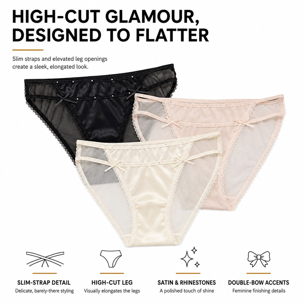 Infographic displaying delicate underwear care instructions for MemoSkin mesh and lace briefs, recommending cold water gentle washing and air drying in a laundry bag.