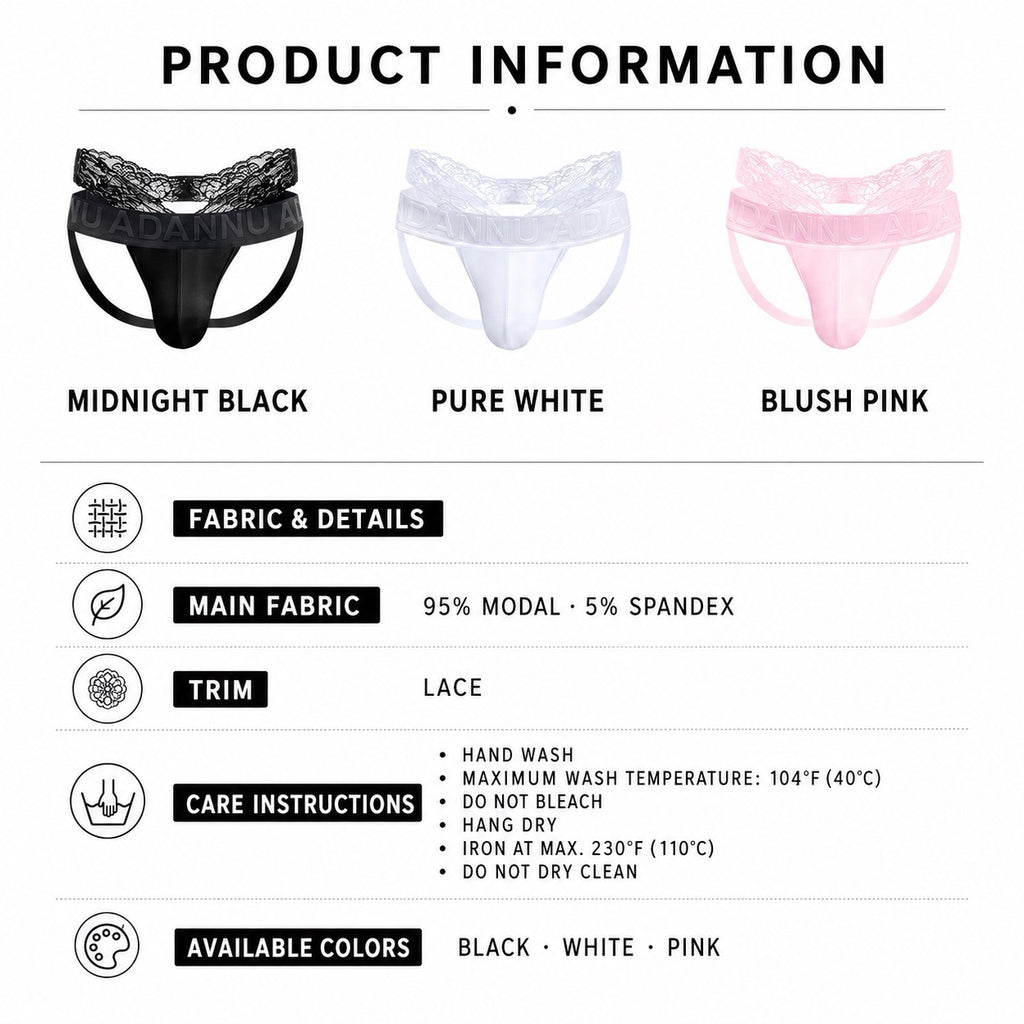Men’s jockstrap colors and 95% modal, 5% spandex material details